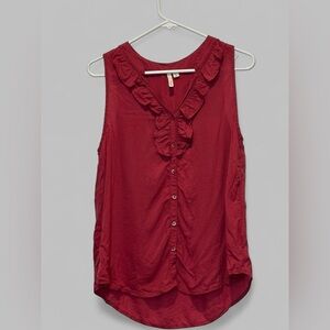 Frenchi pink Sleeveless Ruffled Button up Fairy Blouse Medium